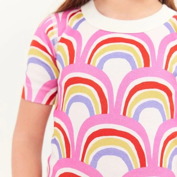 Hanna Andersson NWT Short John Pajama Set spring summer pjs rainbow girls 4 - Picture 3 of 6
